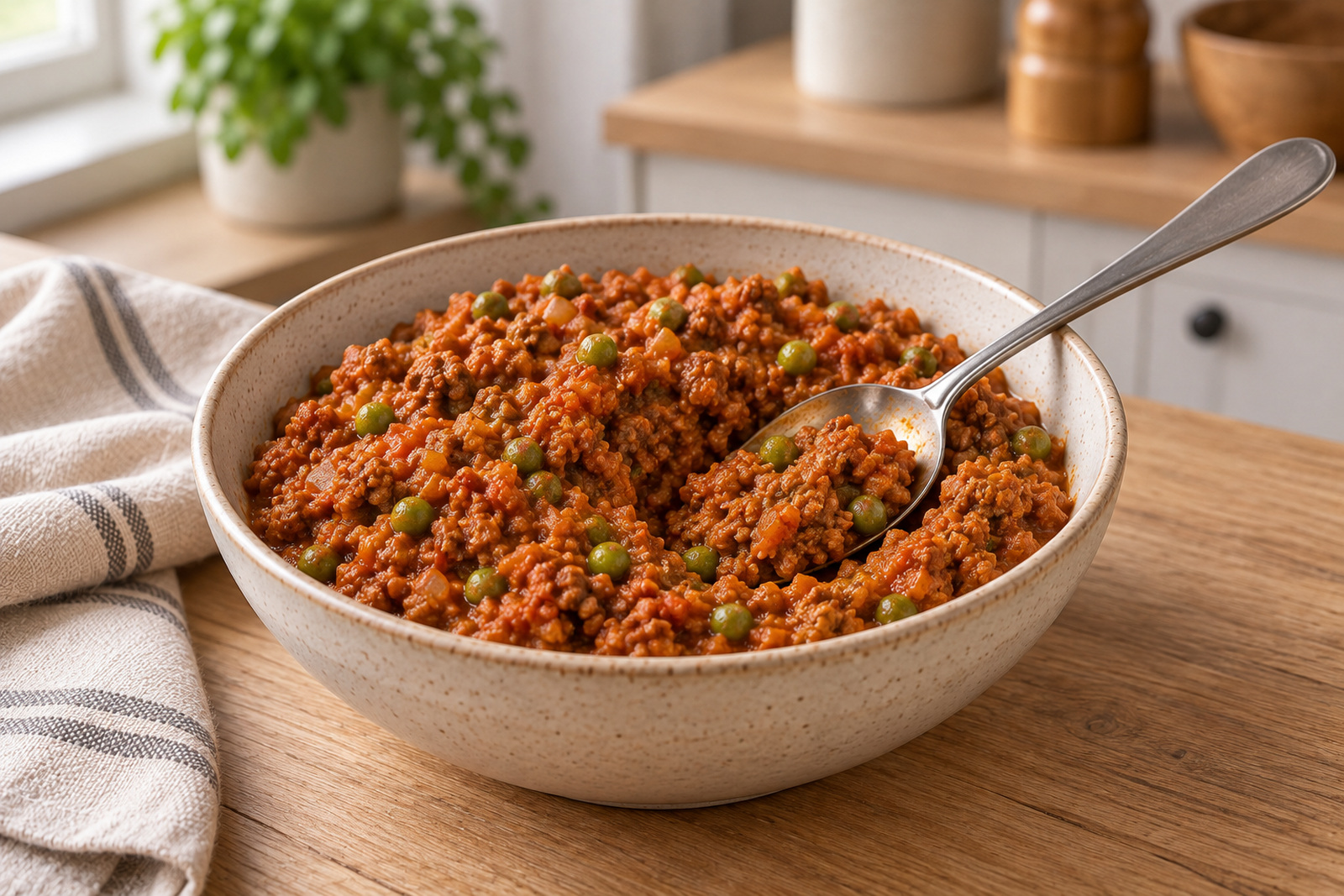 Густое мясное рагу с горошком для начинки