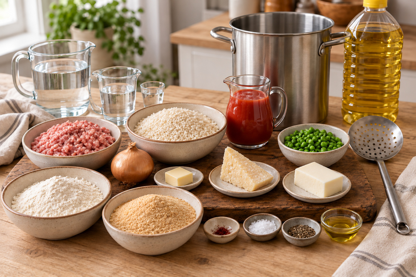Продукты для аранчини с рагу