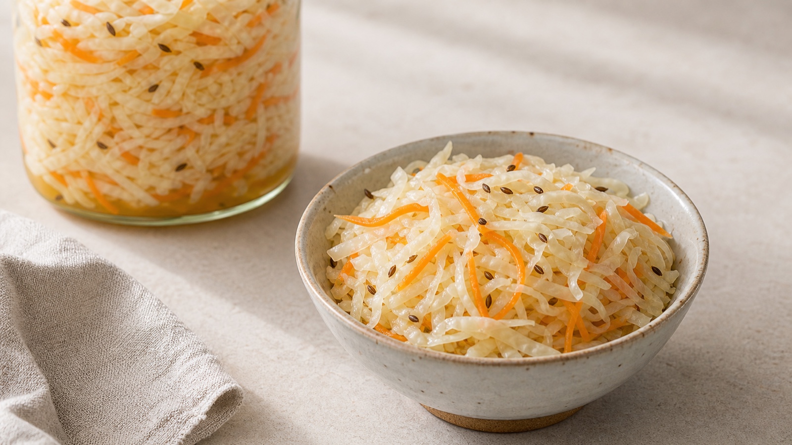 Быстрая квашеная капуста с морковью
