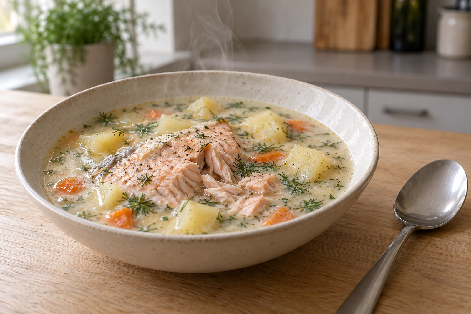 Рыбный суп с форелью и сливками