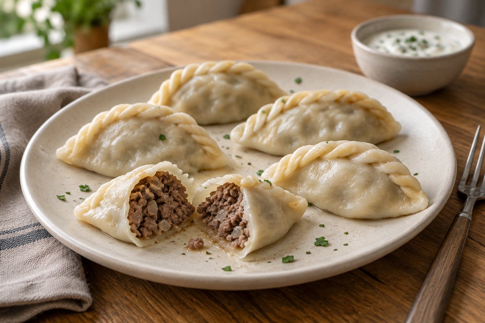 Отварные курзе с защипнутым косичкой краем