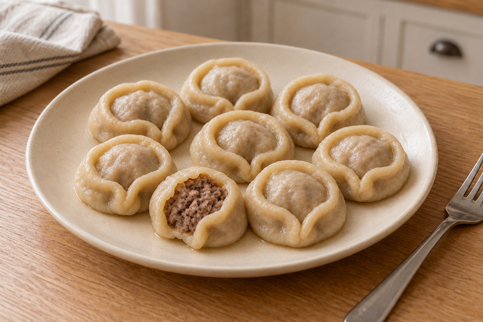 Отварные мясные пельняни с небольшим количеством масла