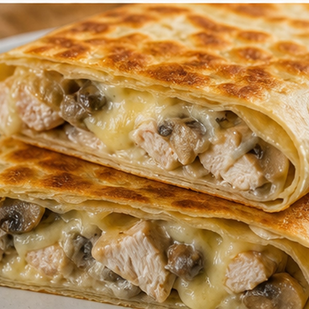 Лаваш с курицей и грибами: сытная горячая начинка для обеда и перекуса