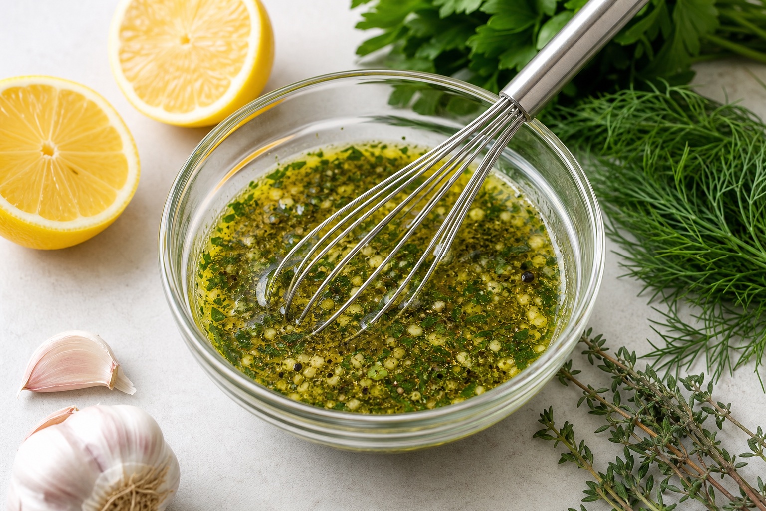 Масло с лимоном, цедрой, чесноком и зеленью смешано