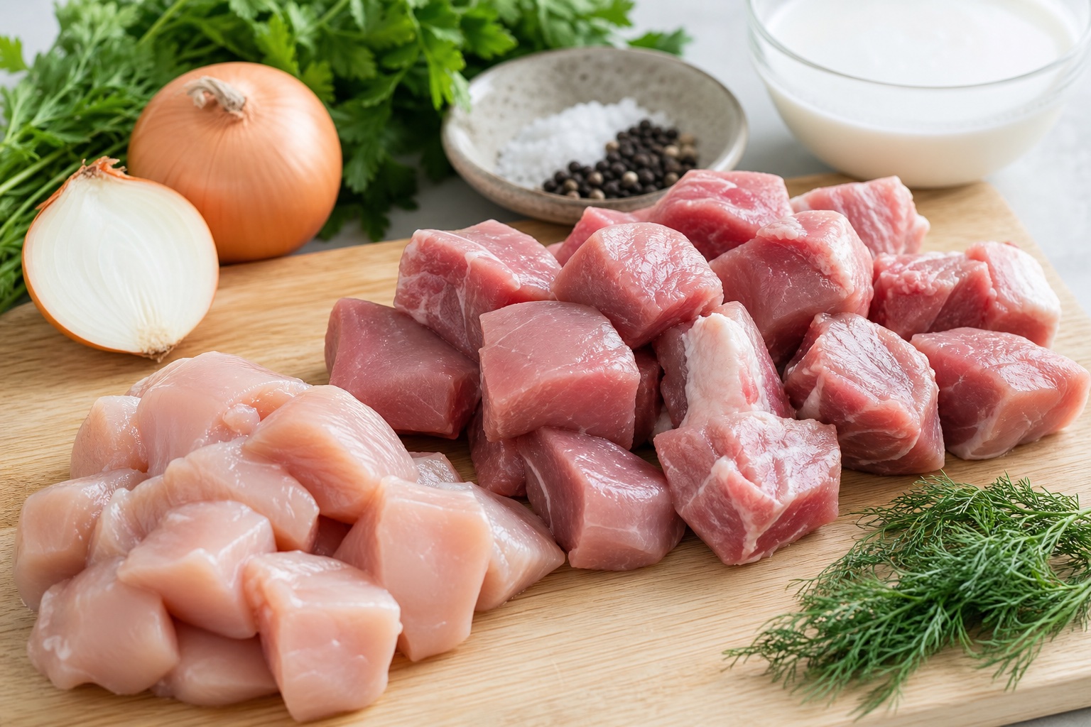 Мясо нарезано ровными кусками и промокнуто