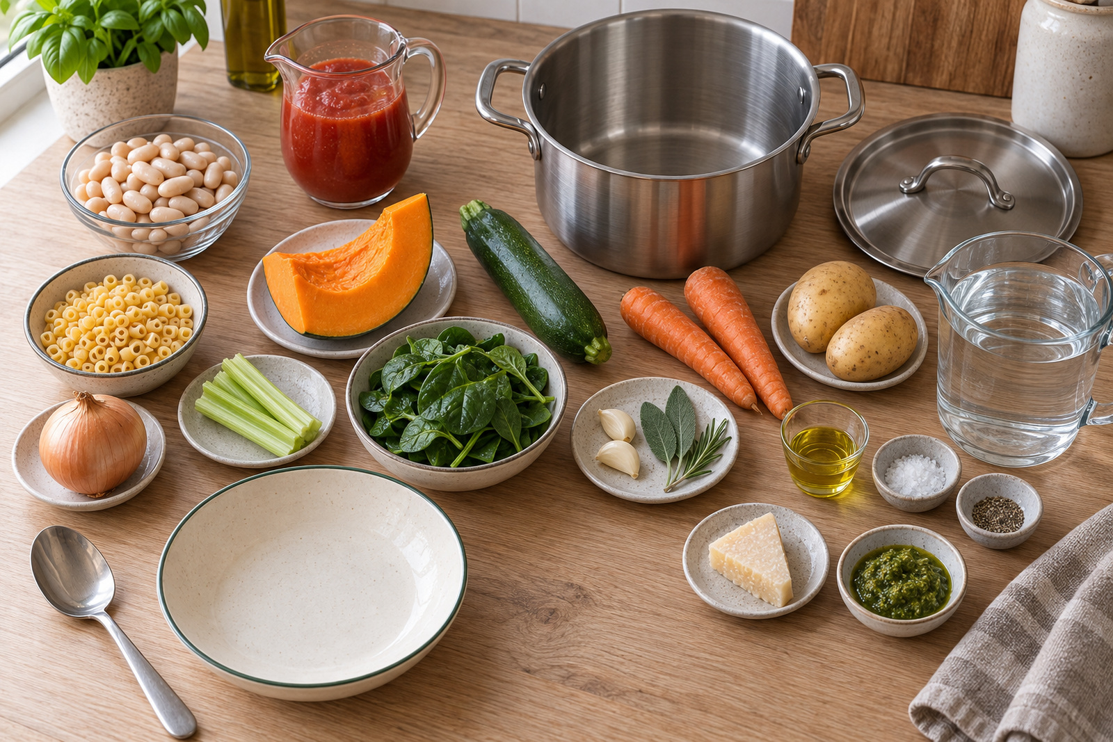 Продукты для минестроне с фасолью