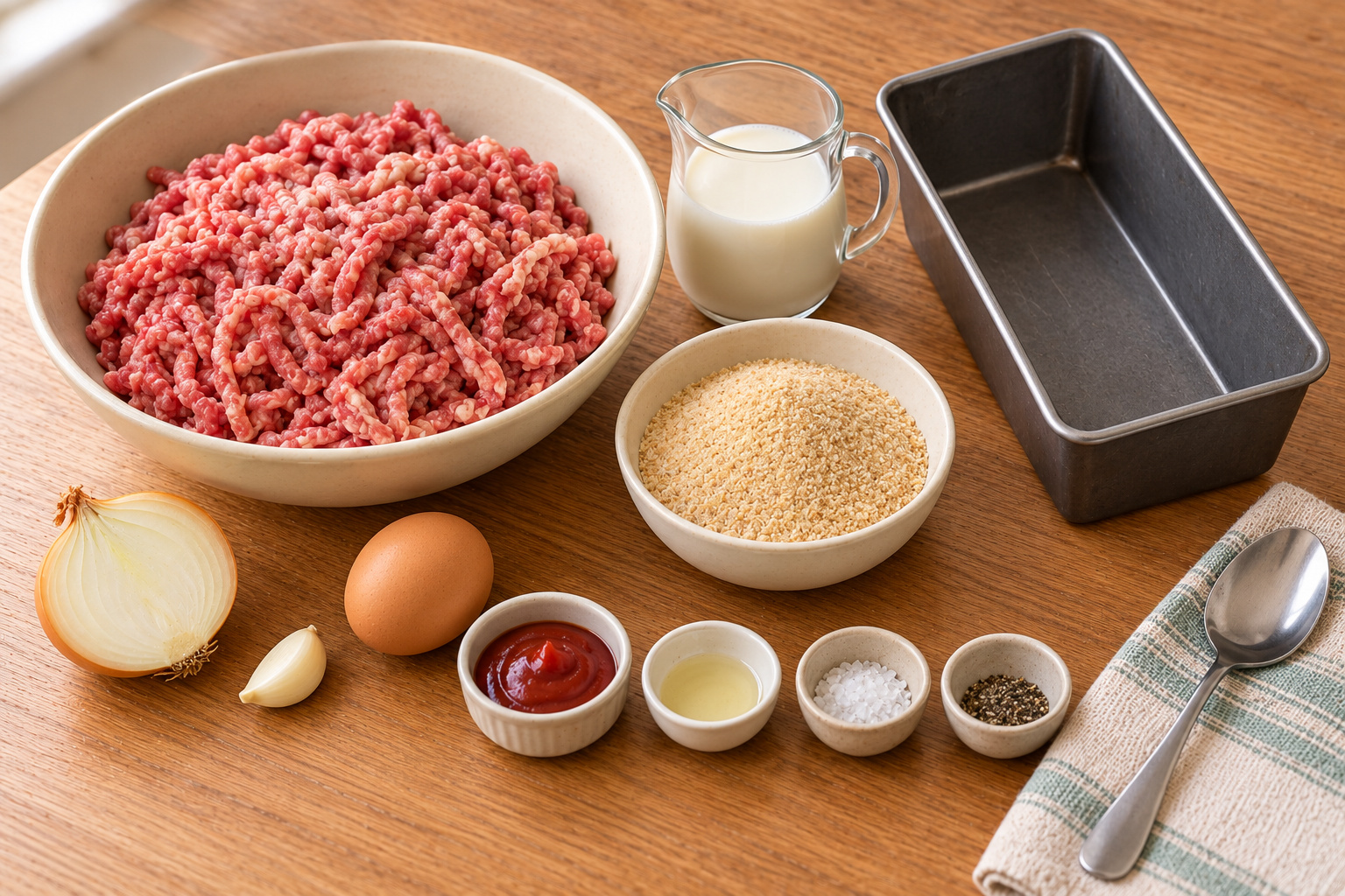 Продукты для мясного хлеба и металлическая форма