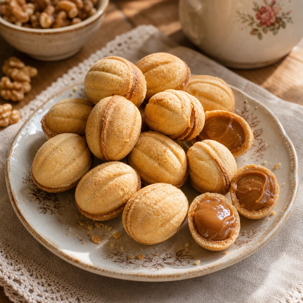 Орешки со сгущёнкой: песочные скорлупки с той самой начинкой