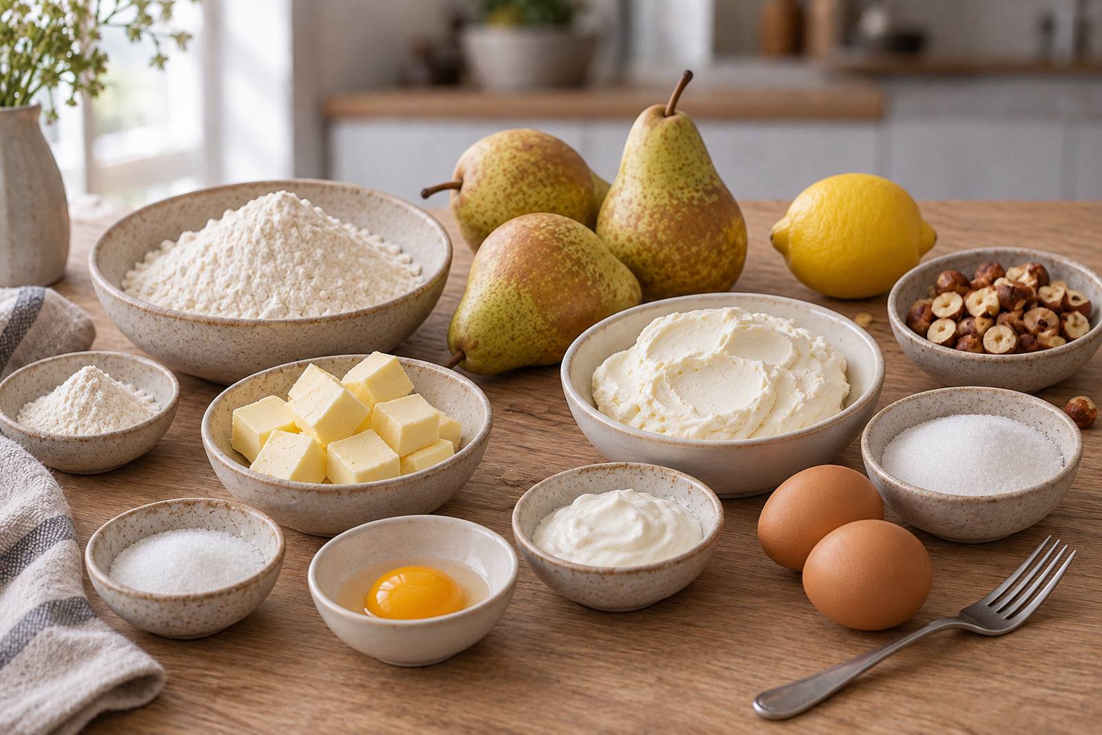 Продукты для пирога с грушей и маскарпоне
