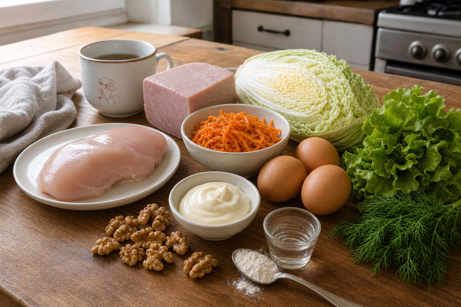 Продукты для салата перед началом приготовления