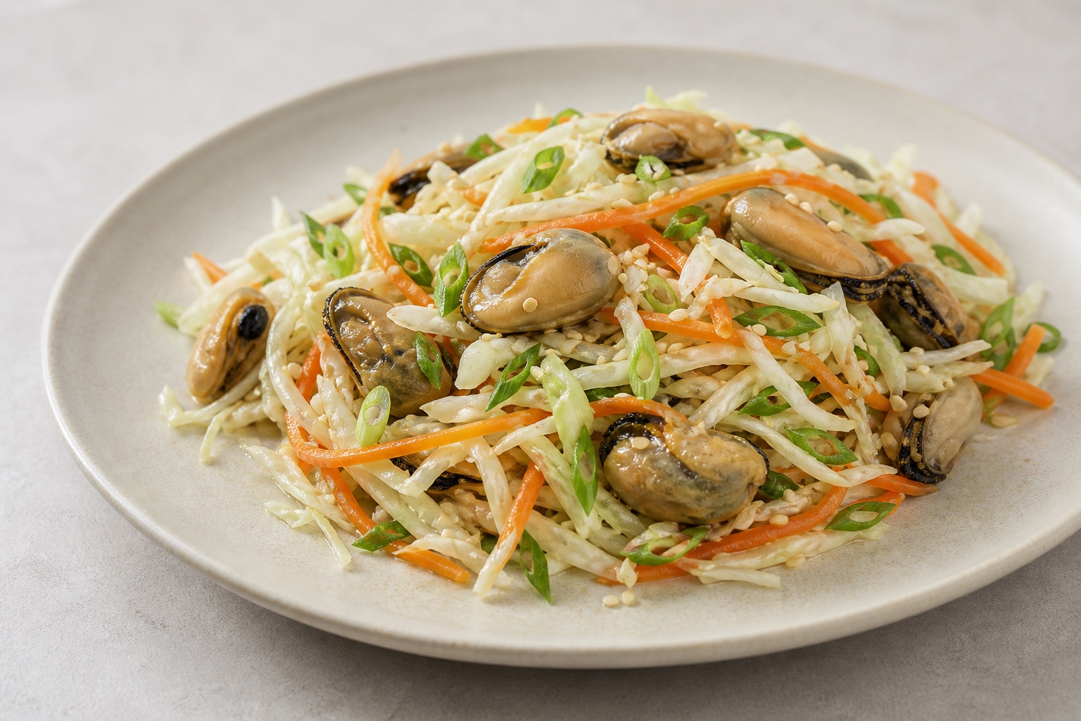 Салат с мидиями, капустой и корейской морковью