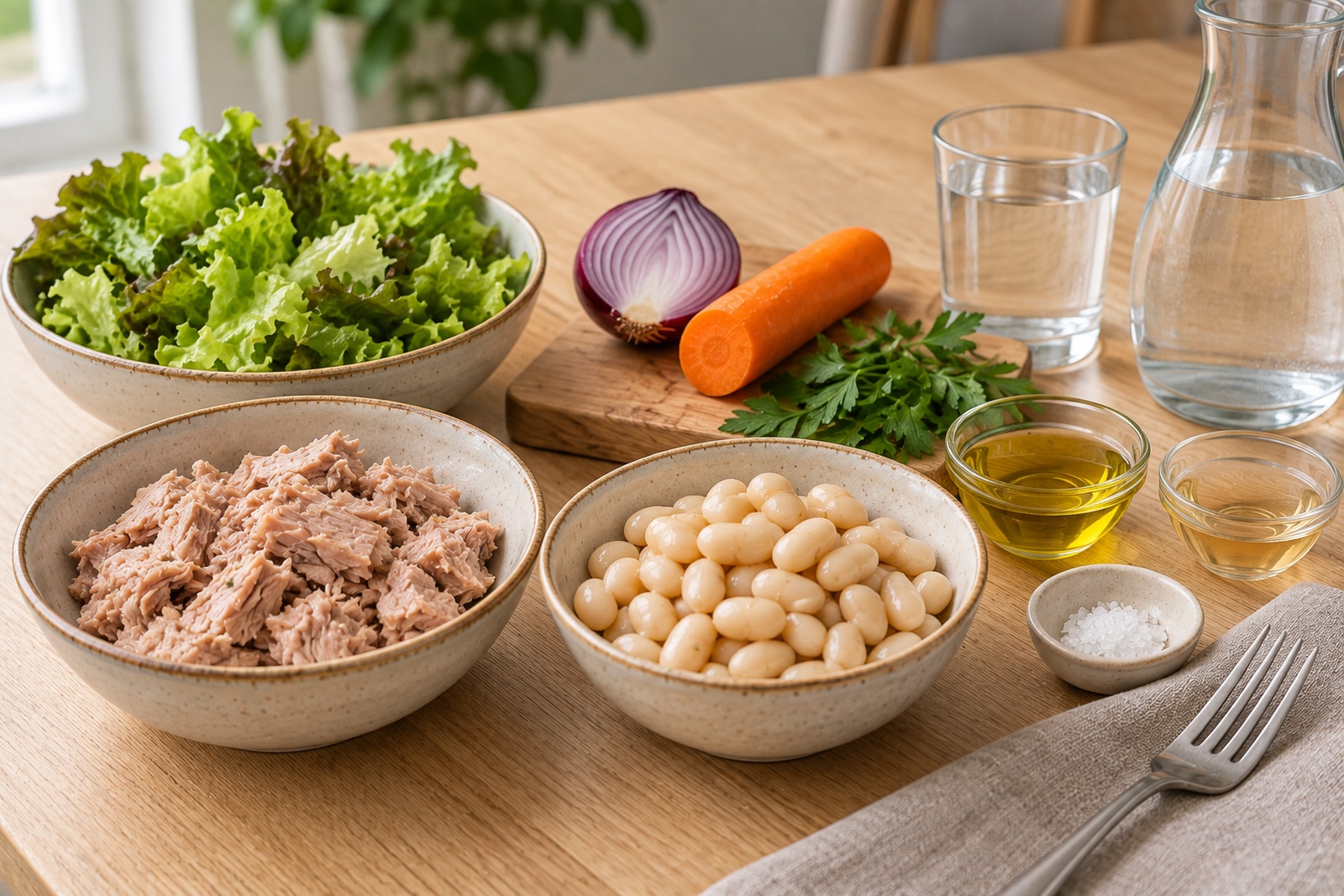 Продукты для салата с тунцом