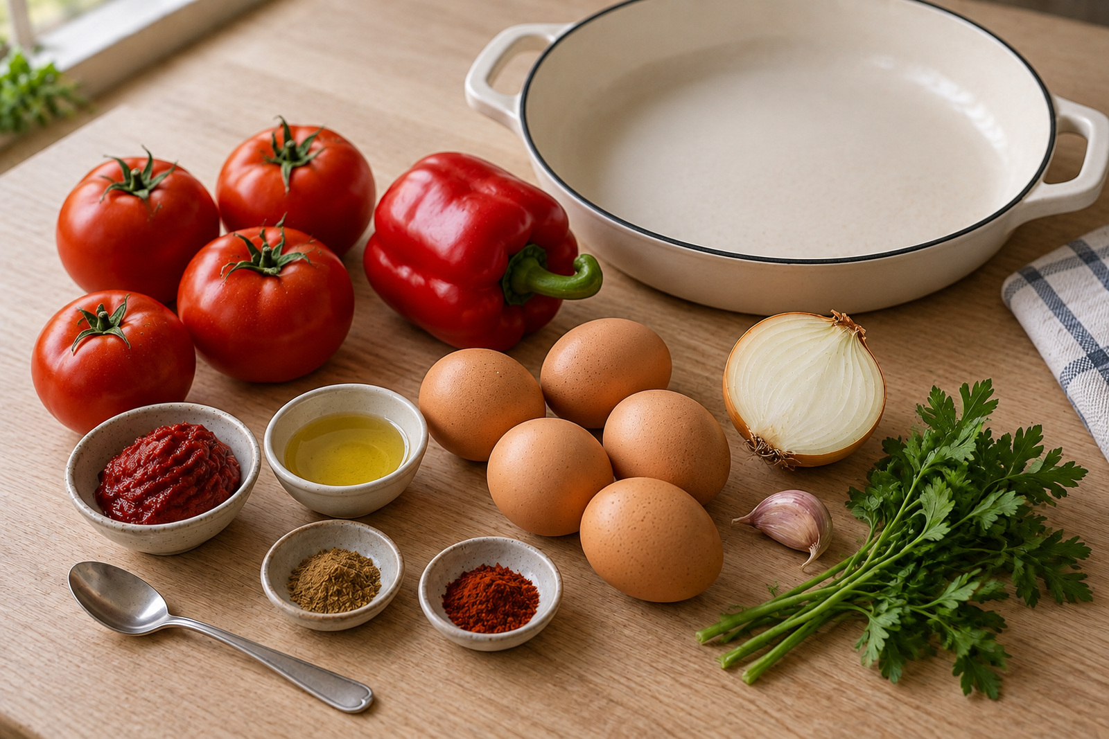 Продукты для шакшуки с помидорами