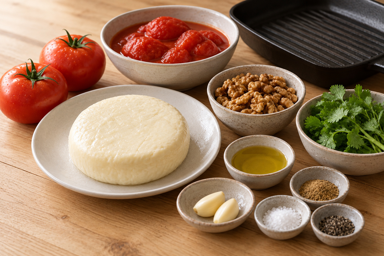 Сулугуни и продукты для томатного соуса