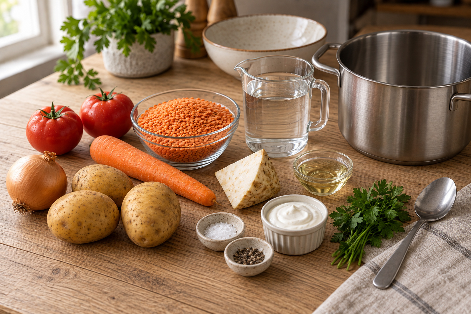 Продукты для супа-пюре из красной чечевицы