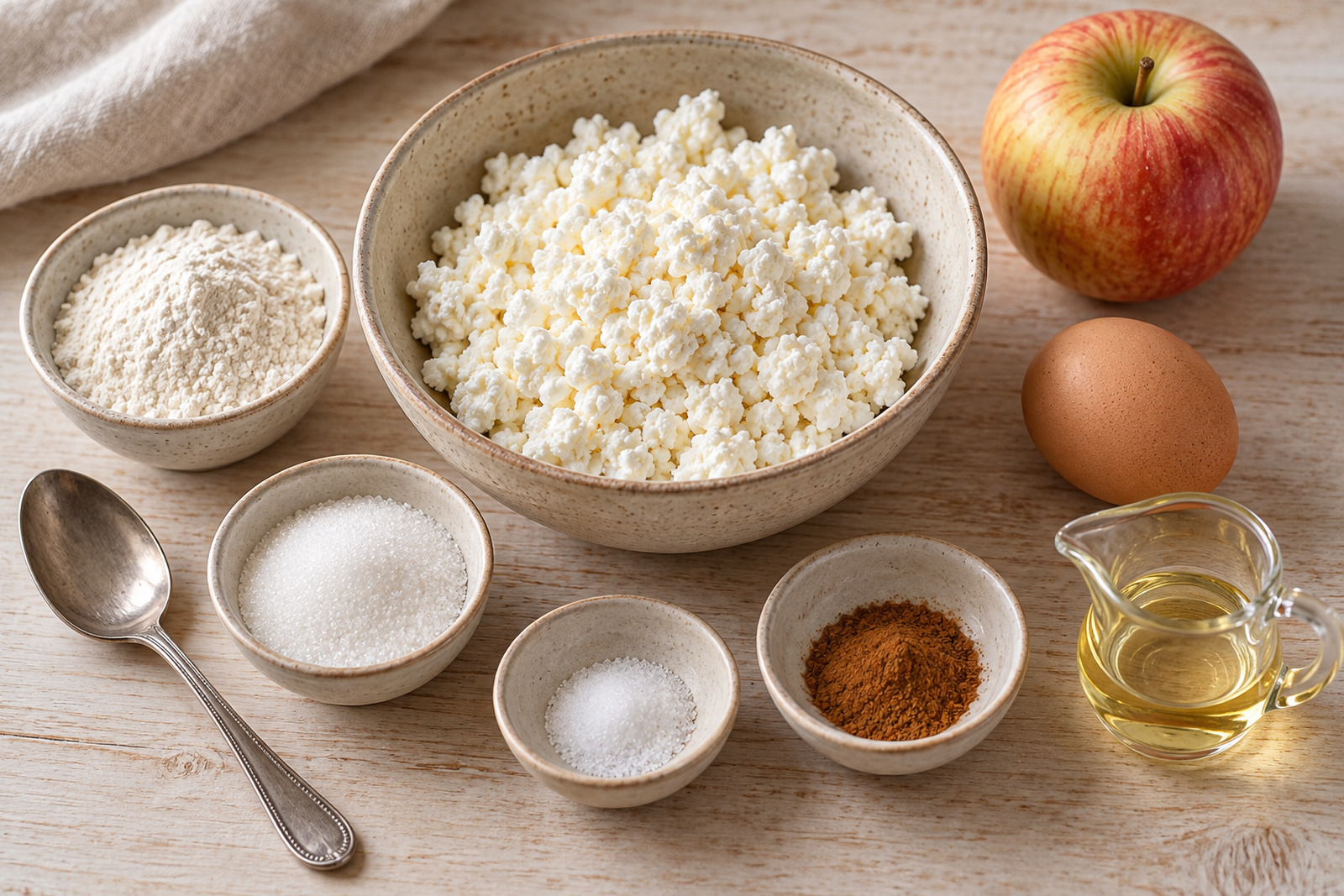 Творог и продукты для яблочных сырников