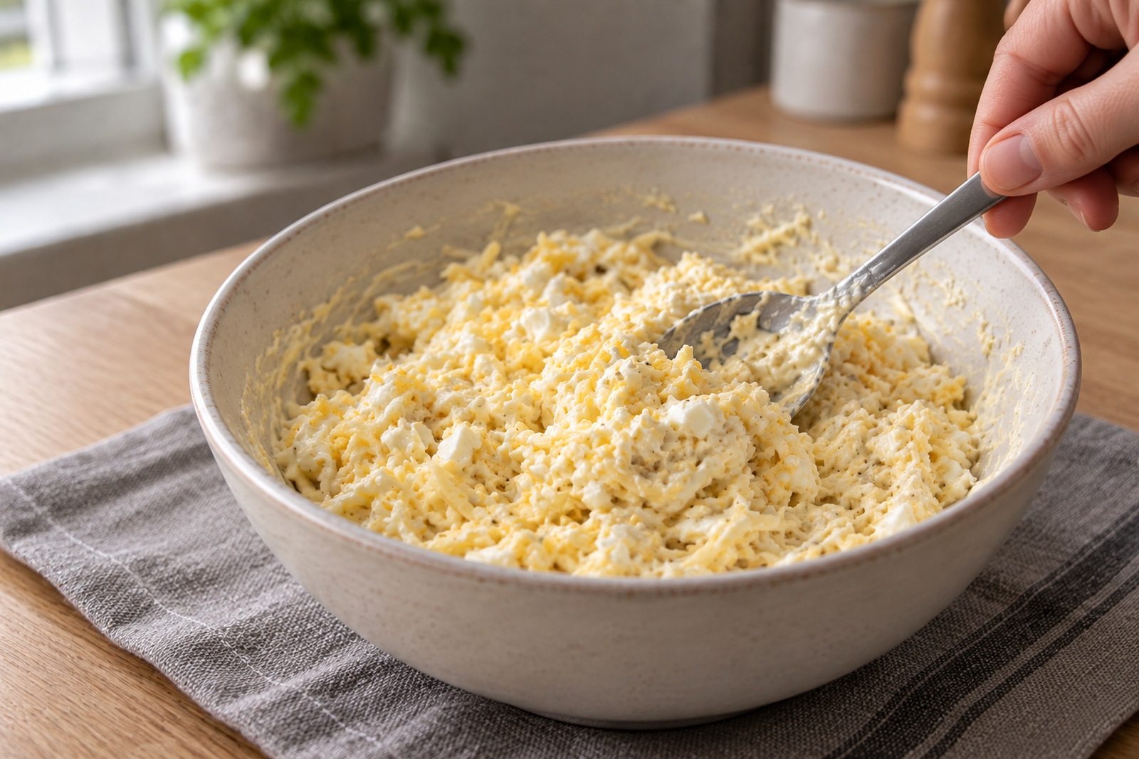 Яйца с сыром, чесноком и майонезом