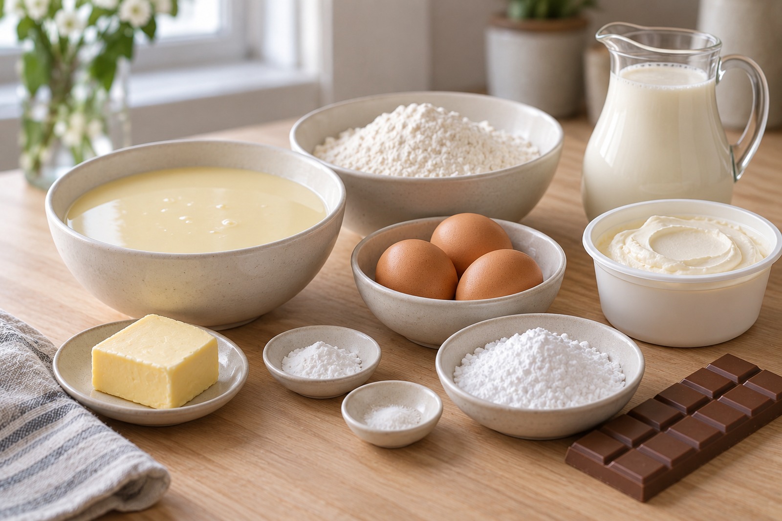 Продукты для торта «Молочная девочка» на столе