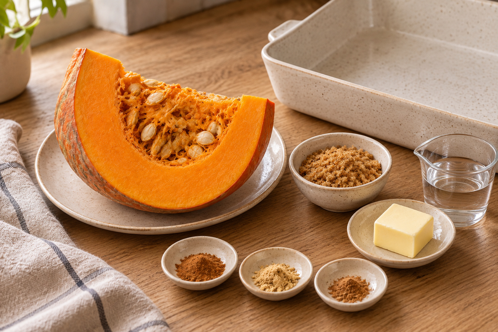 Продукты для сладкой запечённой тыквы