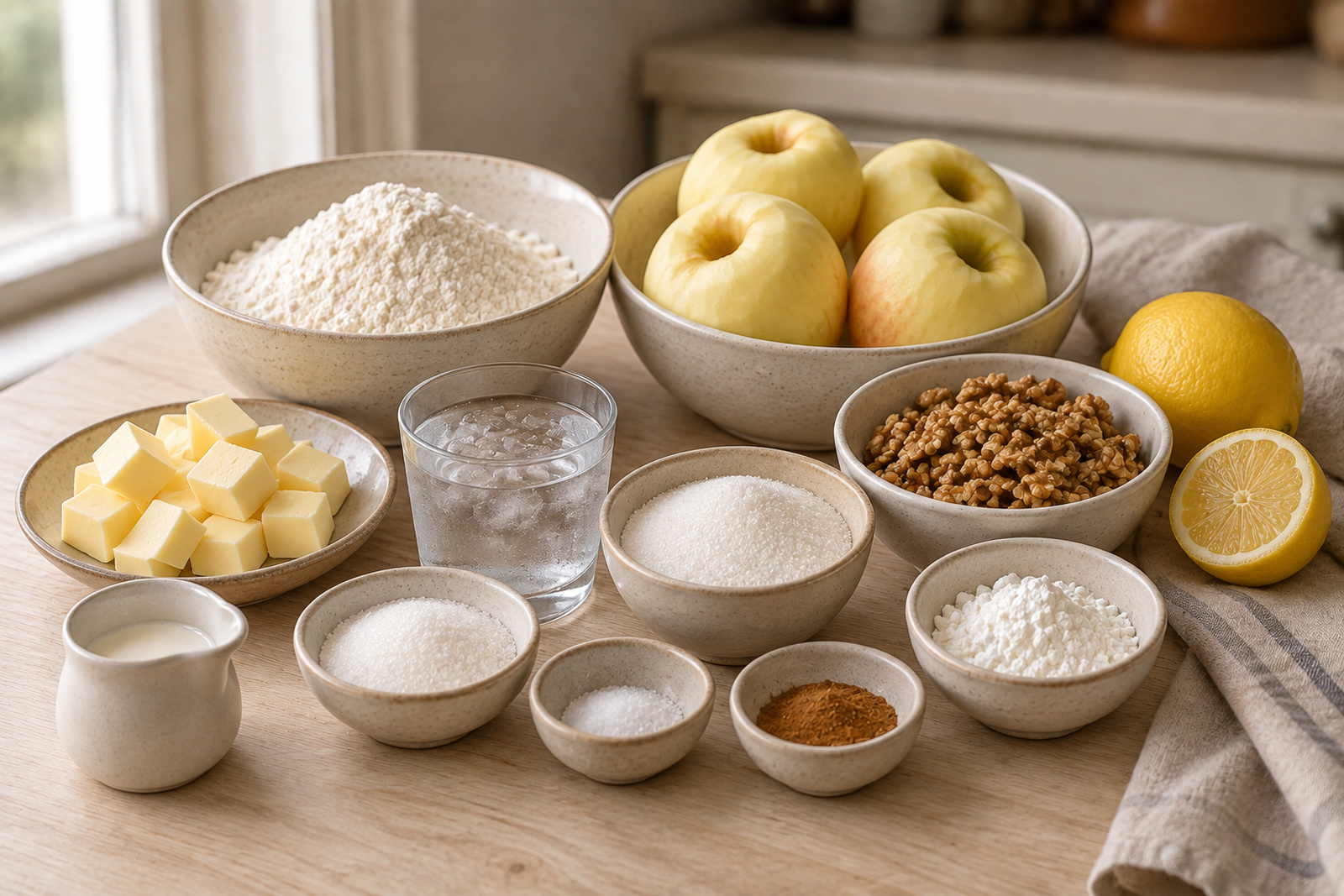 Яблоки и продукты для галеты