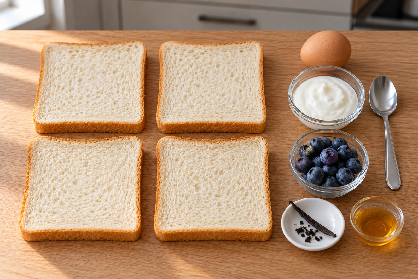 Продукты для йогуртовых тостов с голубикой