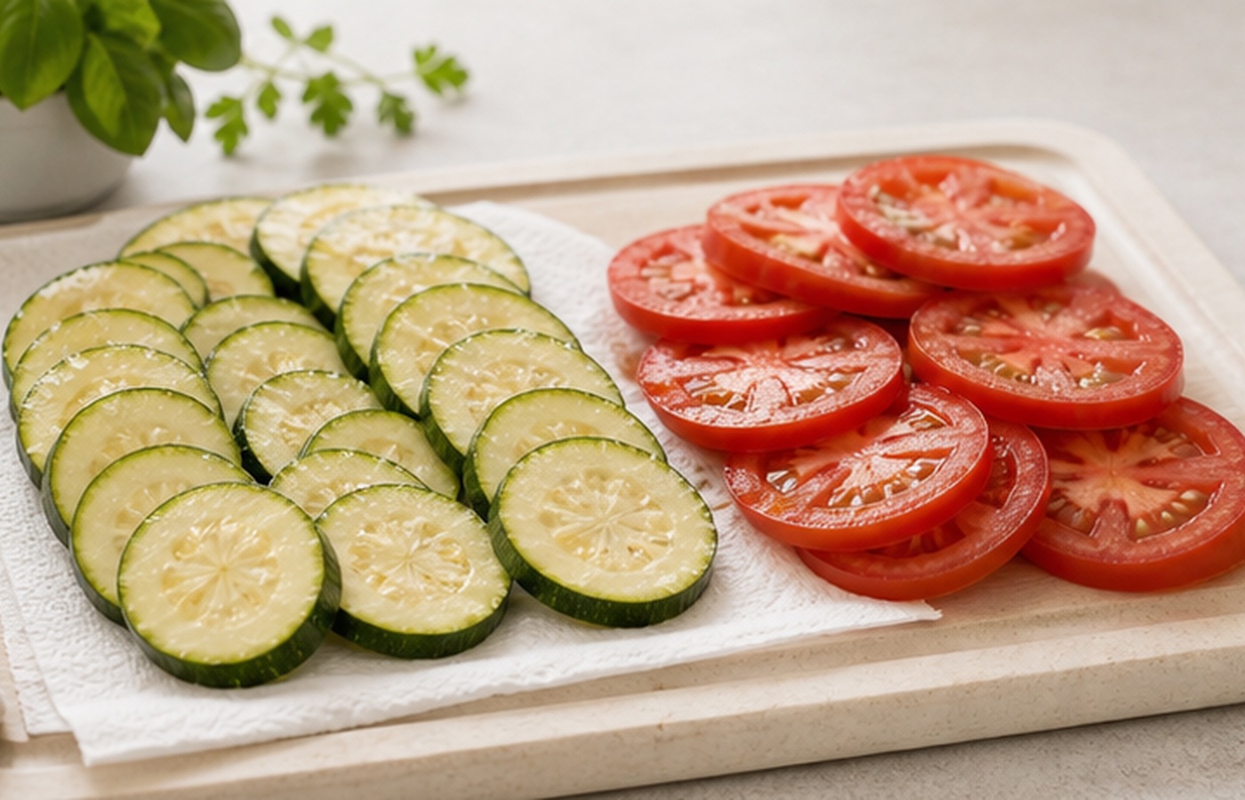 Кабачки нарезаны кружочками и посолены
